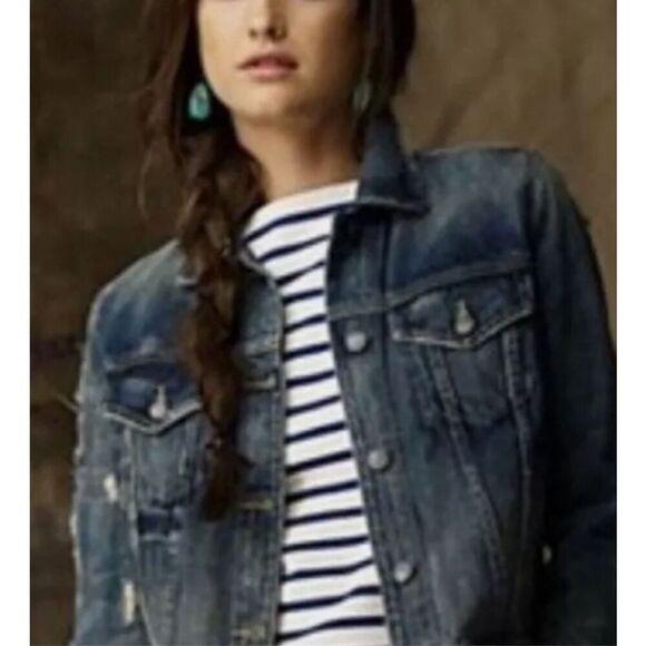 Polo Jeans Co RL67 by Ralph Lauren Lydia Repair‎ Denim Jacket Small Over Reverso - Picture 1 of 11